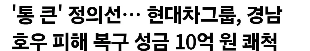 '통 큰' 정의선… 현대차그룹, 경남 호우 피해 복구 성금 10억 원 쾌척
