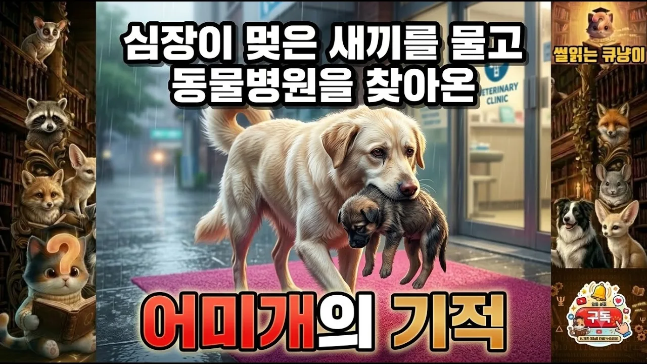 심장이 멈춘 새끼를 물고 동물병원을 찾아온 떠돌이 엄마 강아지