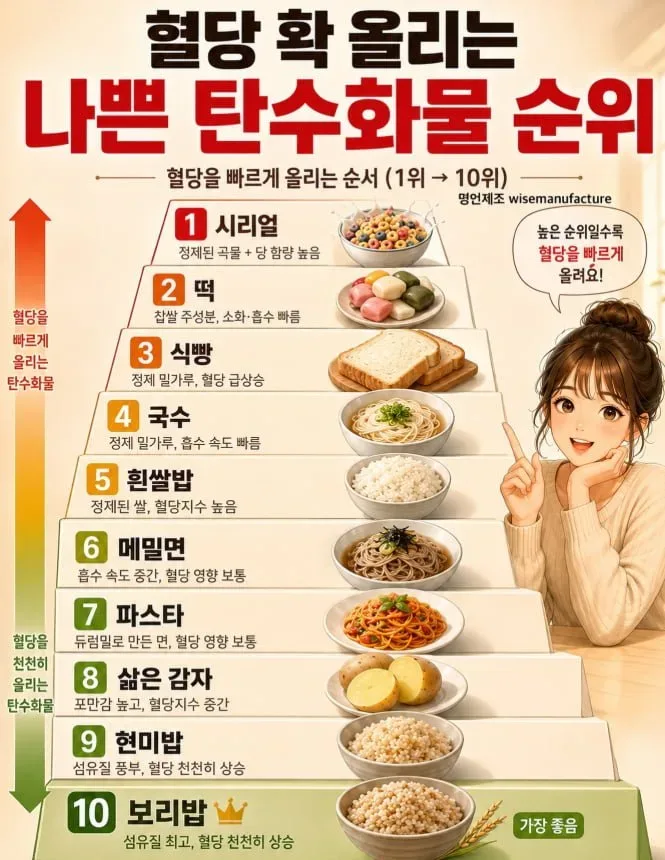 혈당을 확 올리는 나쁜 탄수화물 순위