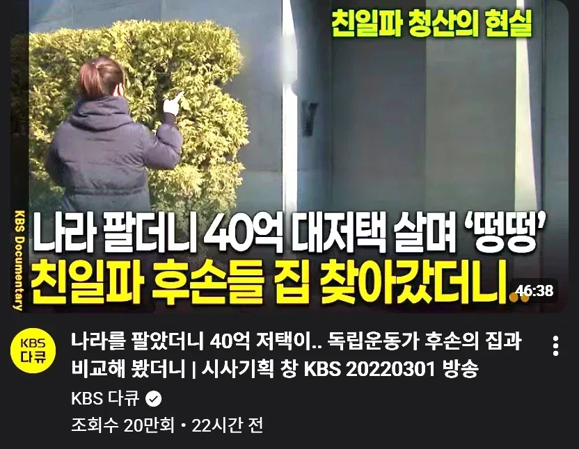 하영 덕분에 친일파놈들 벌집쑤셨네