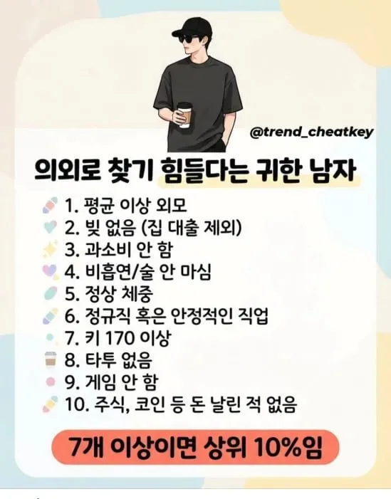 의외로 찾기 힘들다는 상위 10% 남자