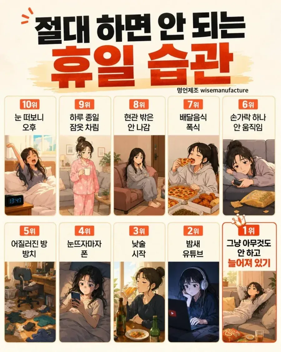 절대 하면 안된다는 주말습관