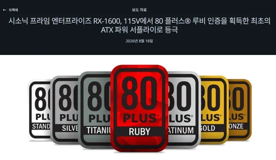 컴퓨터 파워서플라이 등급기준인 80플러스 근황