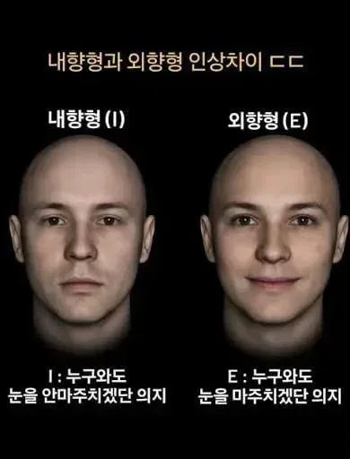 내향형과 외향형 인상차이