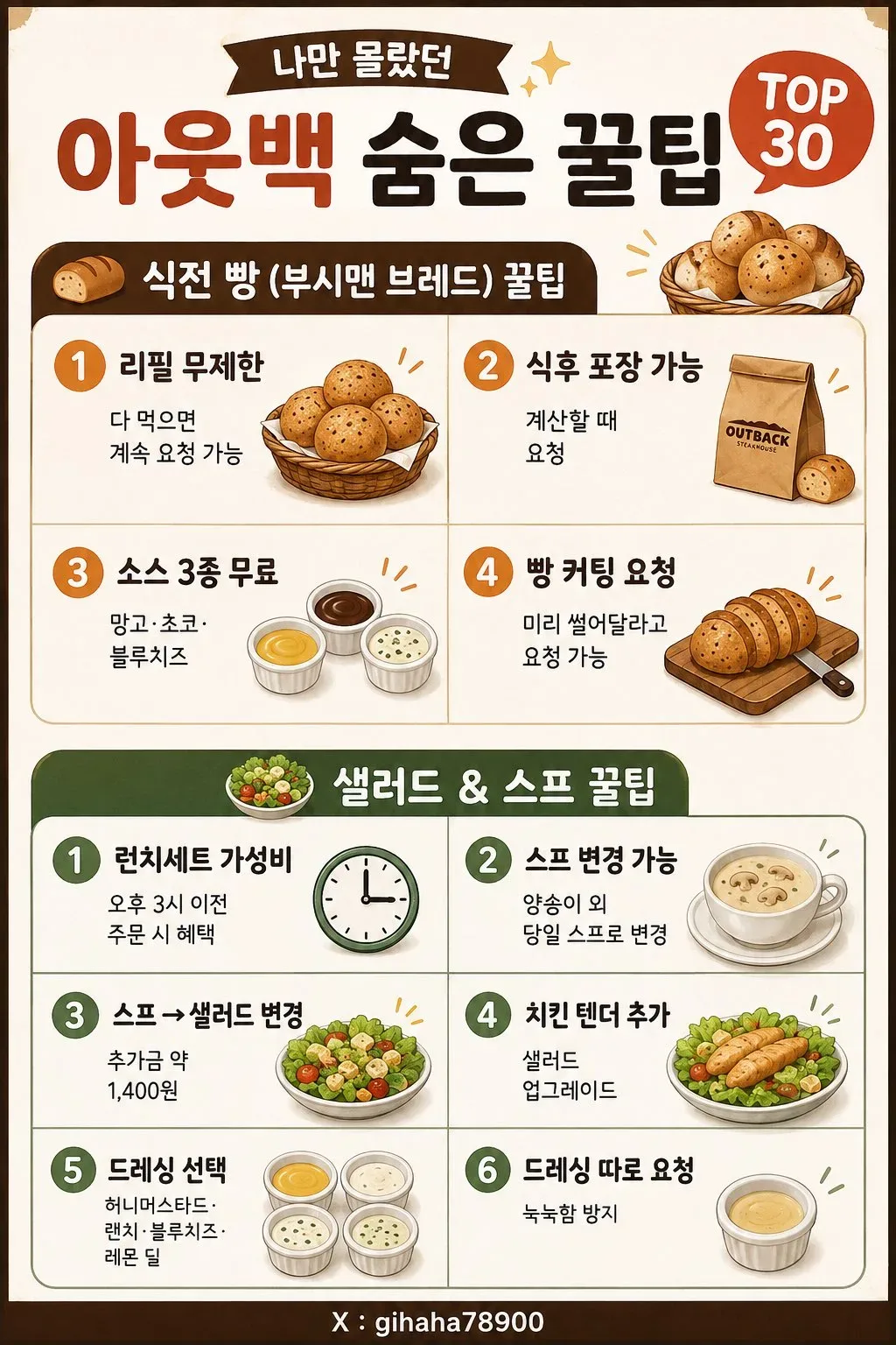 나만 몰랐던 아웃백 숨은 꿀팁 TOP 30