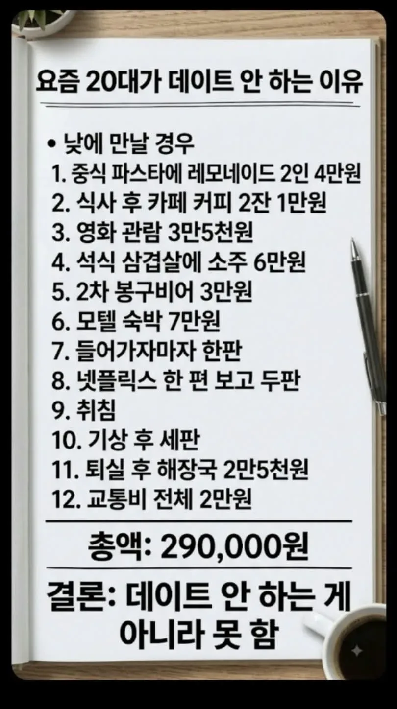 요즘 20대가 데이트 안 하는 이유