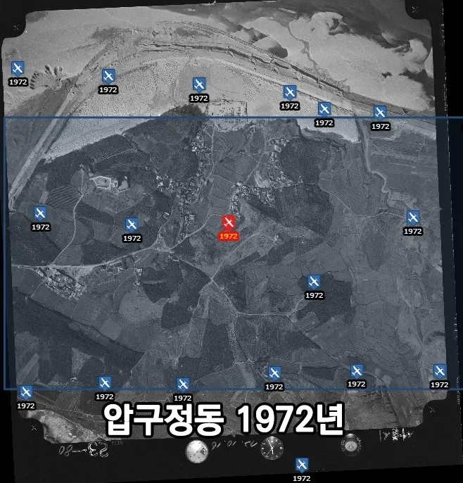 영등포 vs. 압구정동 항공사진 비교 (1970s vs. 2020s)