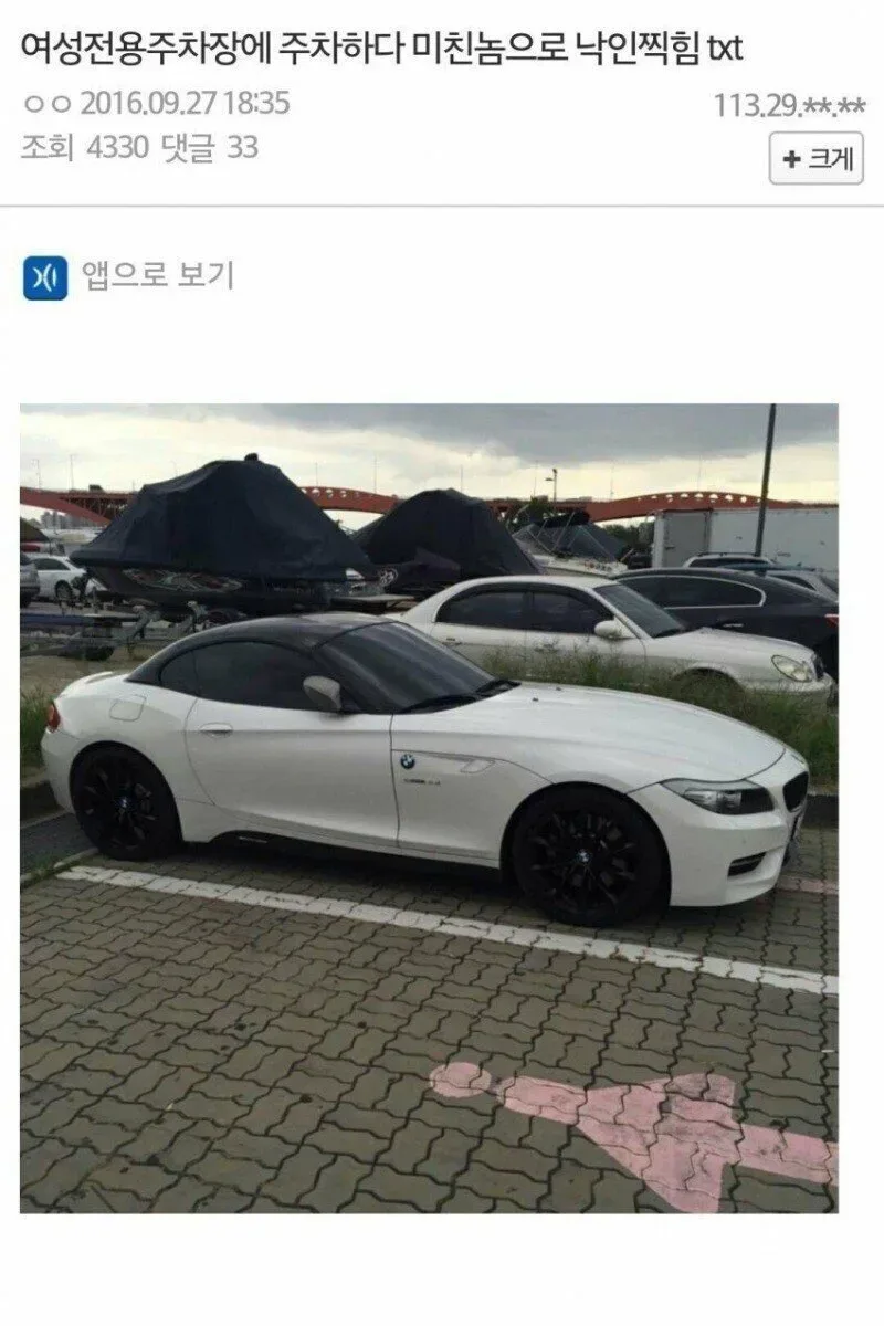 여성 주차장에 주차하다 낙인찍힘.jpg