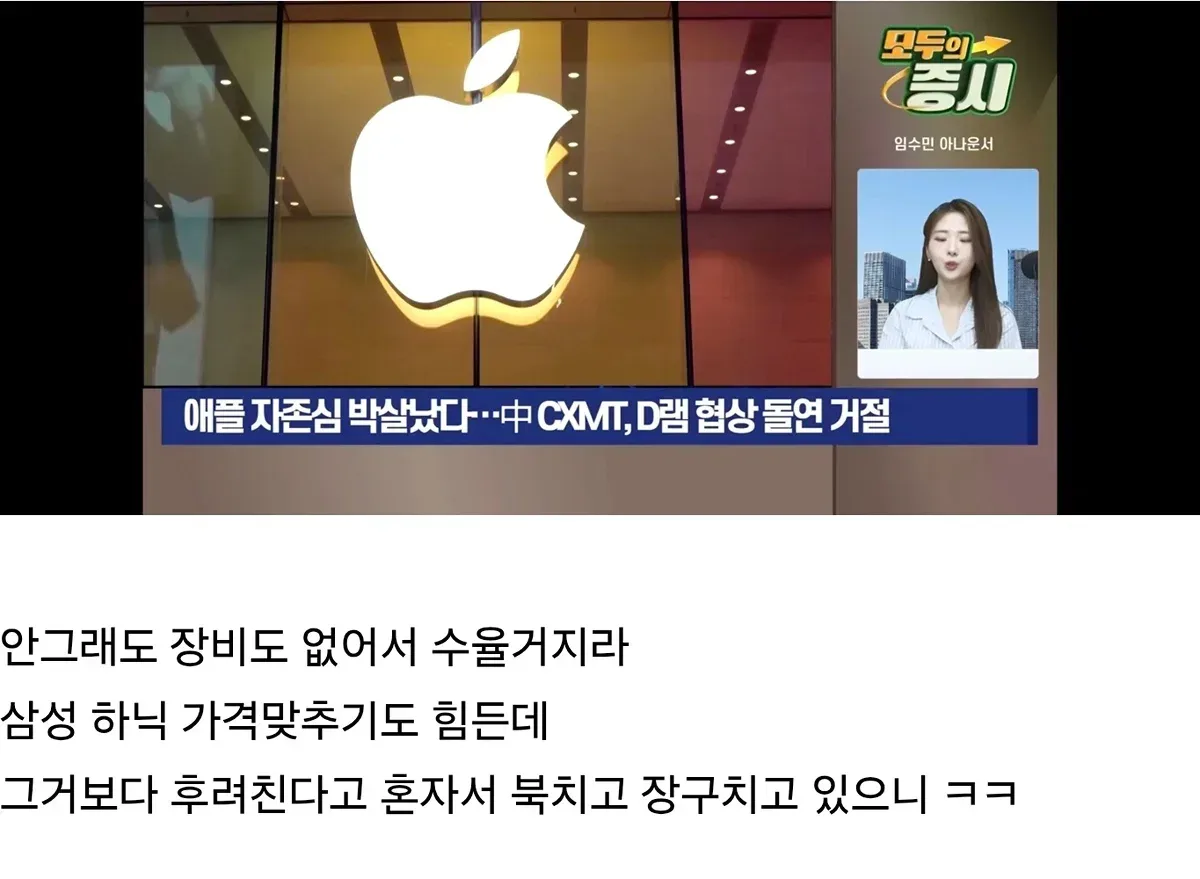 애플 자존심 박살, 창신메모리 협상 거절